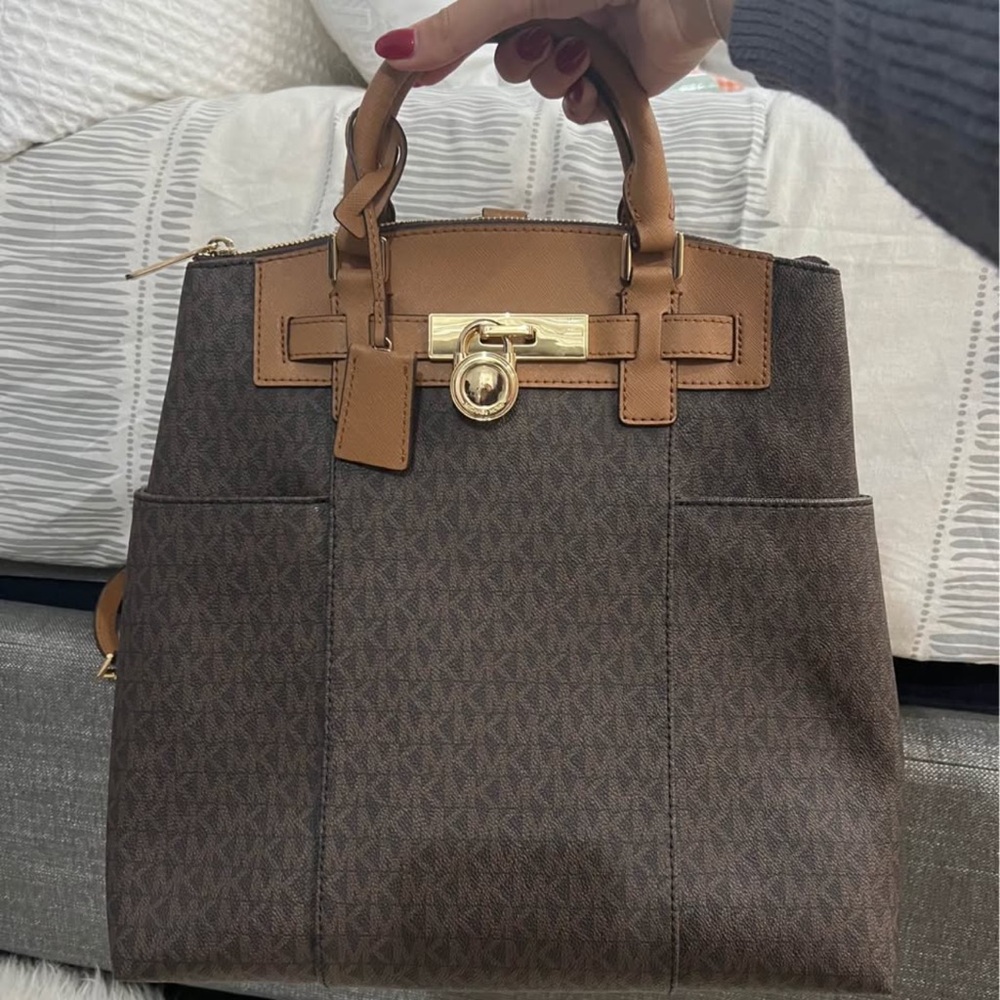 Michael Kors Brown Satchel with Gold Accents